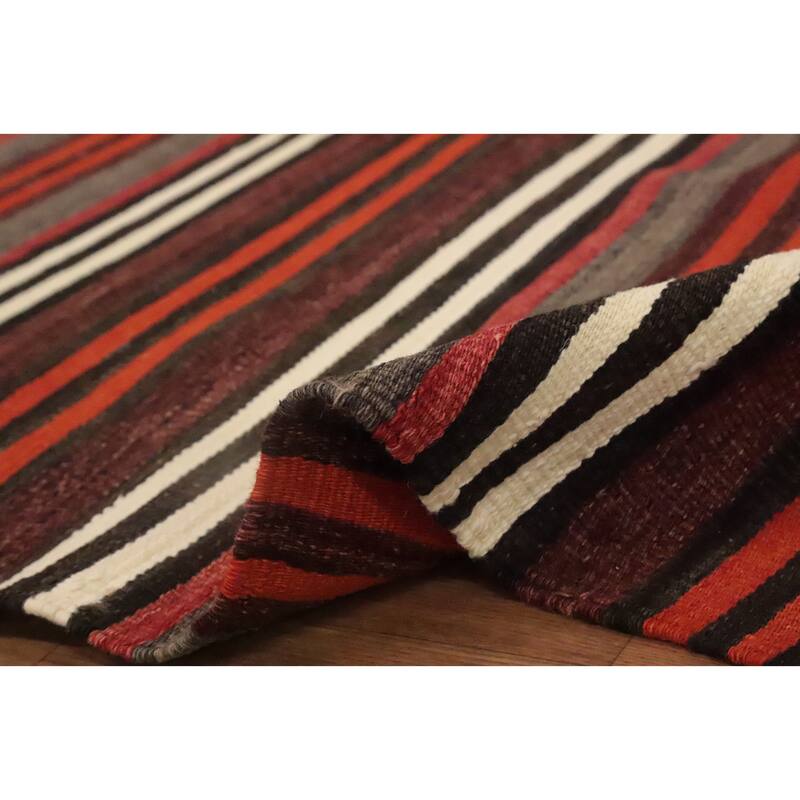 Hand Woven Oriental 100% Wool Carpet Southwestern Geometric Multi-Colored Kilim Area Rug - 8' 9'' X 5' 3''