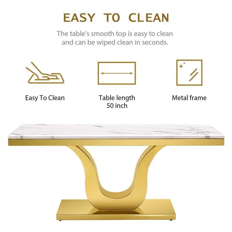Modern Coffee Table 48 inch White Rectangle Living Room Tea Table for Living Room Guest Hall Reception Room