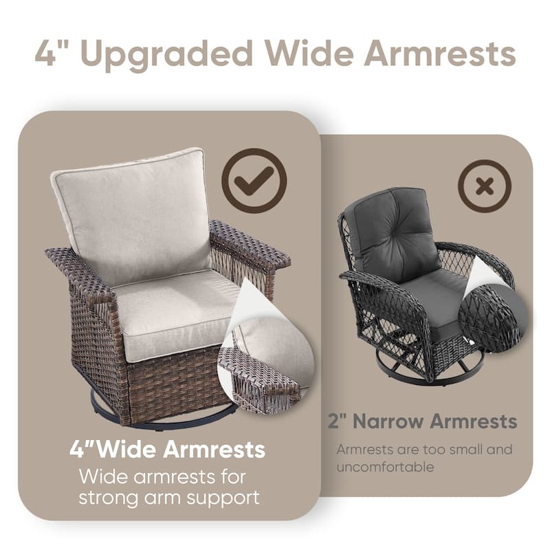 Outdoor Wicker Furniture Chairs Set - Brown