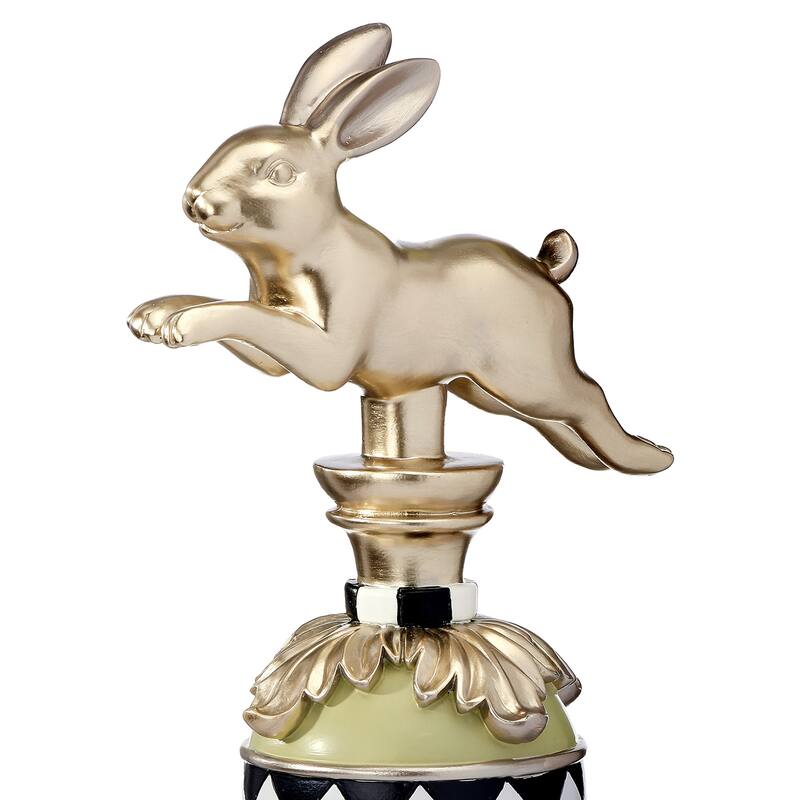 17" Resin Garden Bunny Topiary