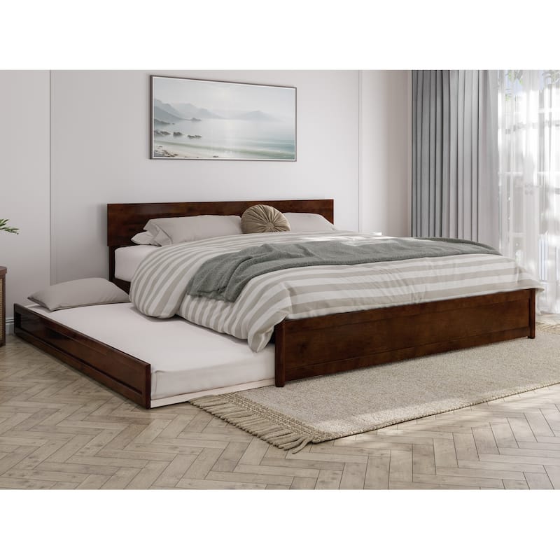 Wesley Platform Bed with Panel Footboard and Twin XL Trundle