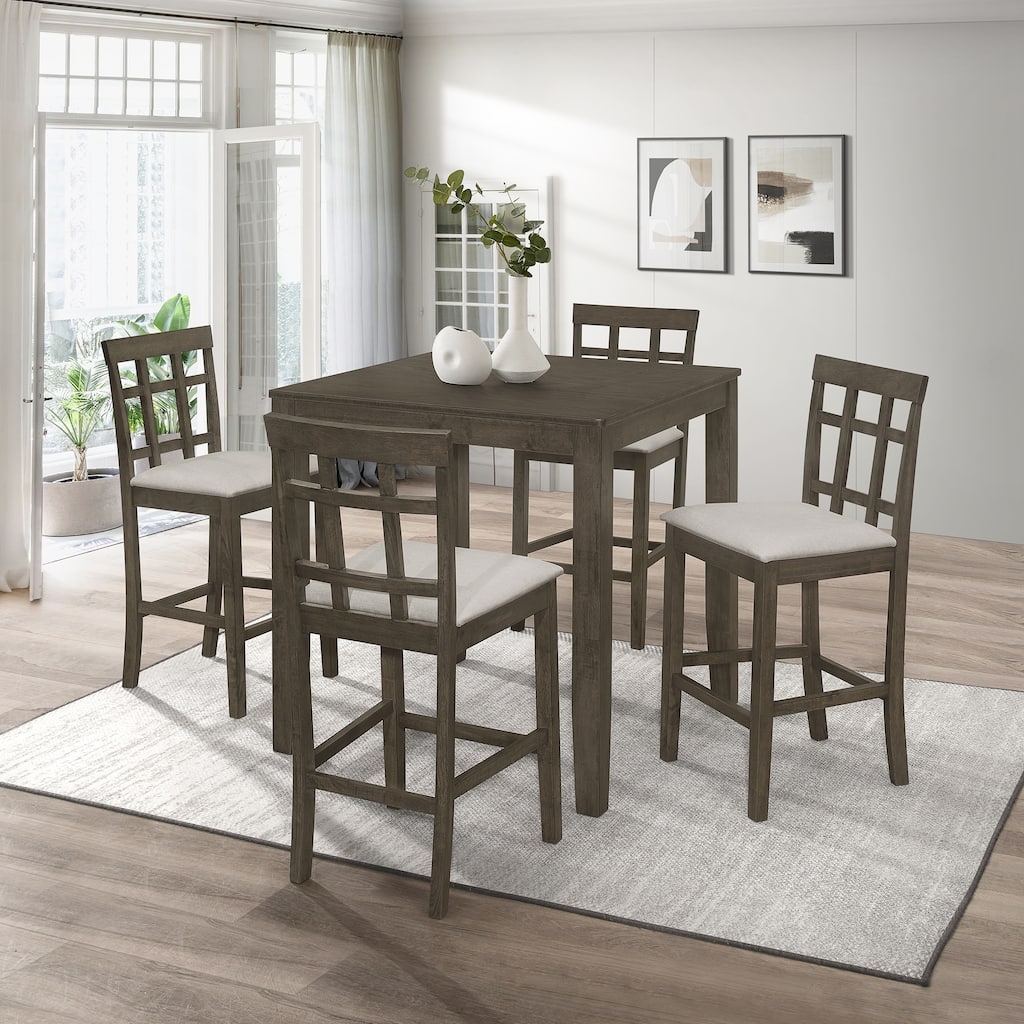 CraftPorch Simple Rustic Square 5-piece Counter Height Dining Set