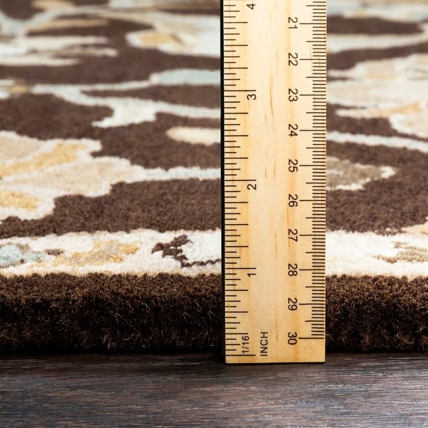dimension image slide 1 of 2, Hand-Tufted Wigton Floral Wool Area Rug