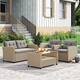 Corvus Armitage 4-piece Outdoor Wicker Sofa Set with Cushions - Natural