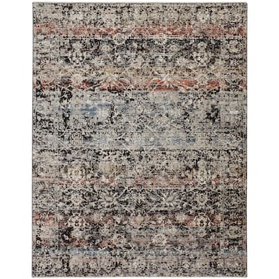 Ennis Space Dyed Ornamental Rug, Ink Blue/Rust, Accent Rug