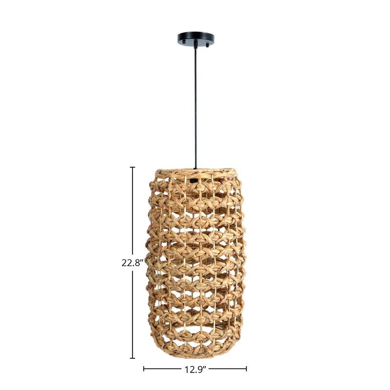 Glow Long Chandelier with Braided Shade, Brown