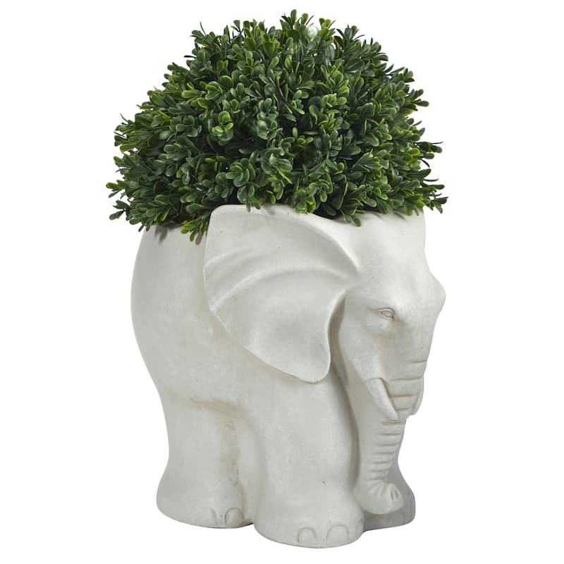 16" Boxwood Topiary Artificial Plant in Planter UV Resistant