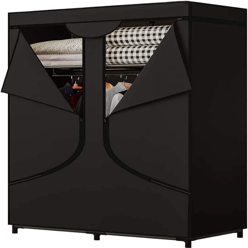 Portable Wardrobe Closet Clothing Organizer - 17.7"D x 34.6"W x 66.1"H - Black