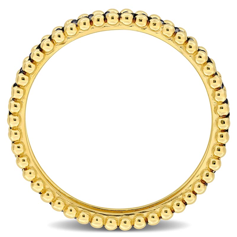 Miadora 3/5ct TDW Black Diamond Beaded Eternity Ring 14k Yellow Gold