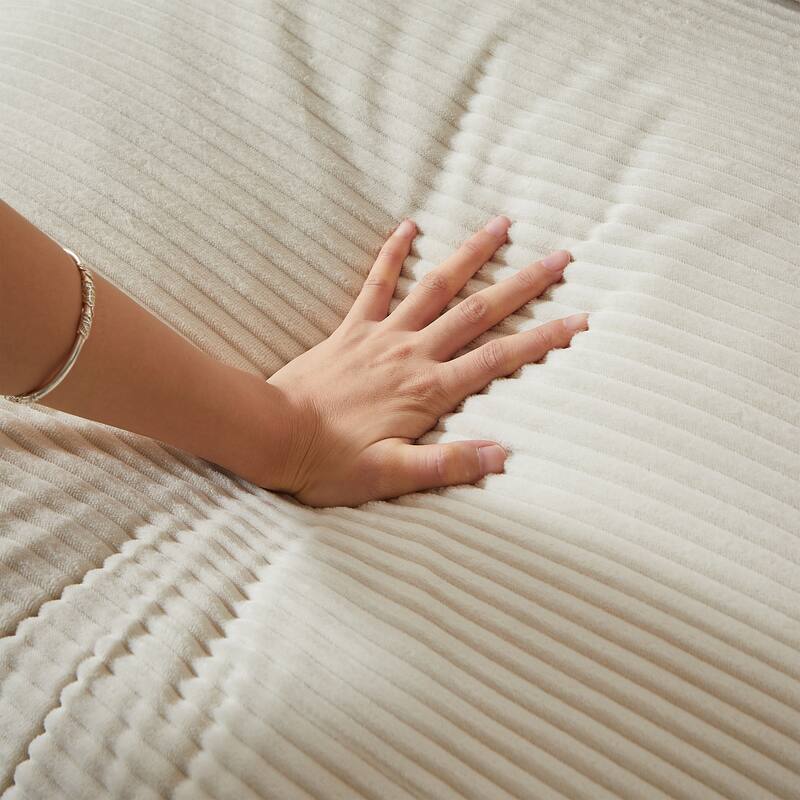 L-Shaped Sectional Sofa with Chaise Lounge, Corduroy Upholstered Boneless Couch, Module Corner Sofa with 3 Pillows