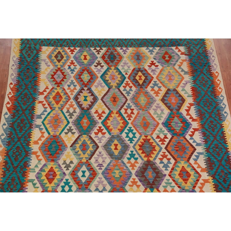 Kilim Oriental Area Rug Hand-Woven Southwestern Wool Carpet - 8'5"x 10'0"
