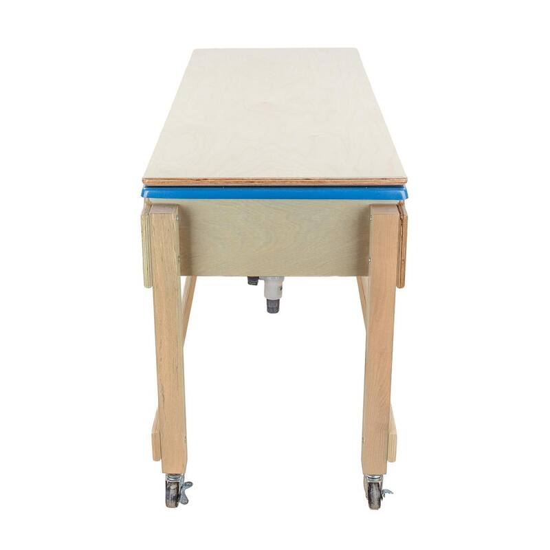 Kids Double Tub Sensory Table with Lid & Dual Drains - Birch Wood Indoor Play Activity Table