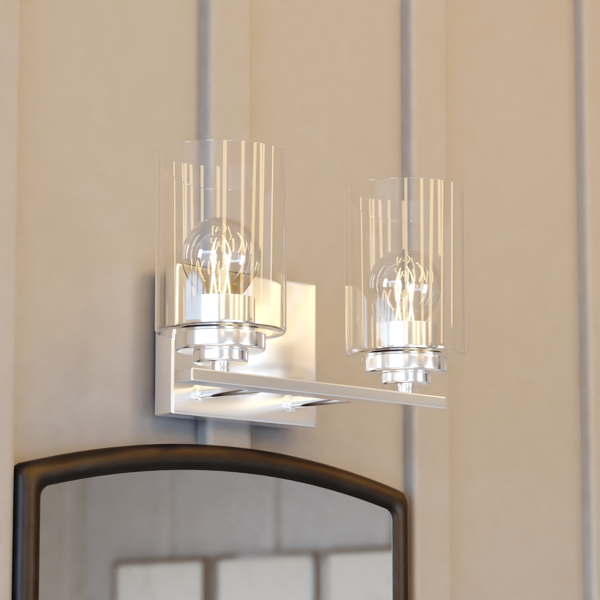 VAXCEL Park Ridge Bathroom Vanity Lighting Wall Fixture, Cylinder Glass Shade, Dimmable, LED Compatible