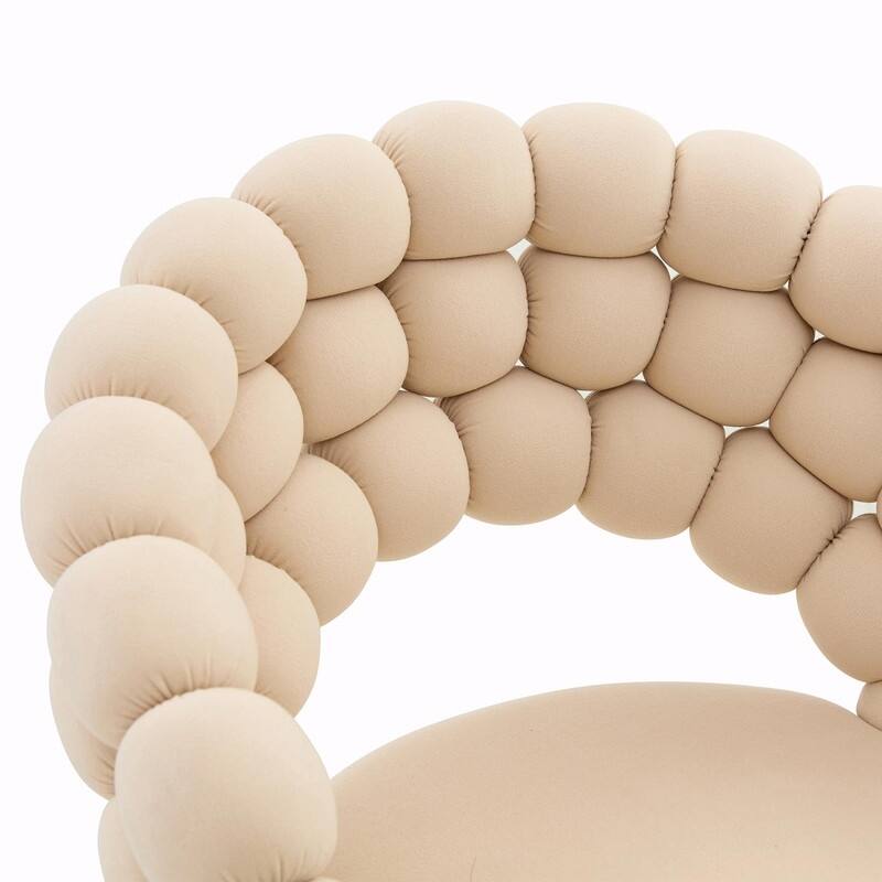 Set of 2 Puffy Bubble Velvet Dining Chairs with Ball Chain Design