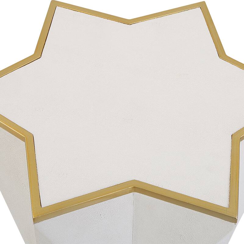 Star Shaped End Accent Table - 22" - White and Gold