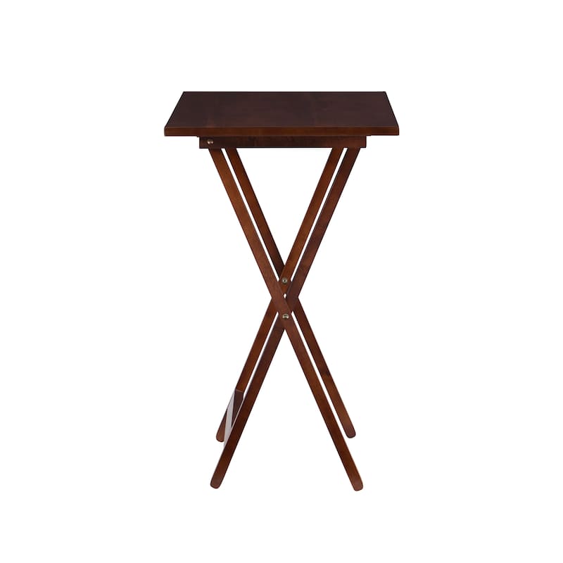 Linon Alston 5-Piece Folding TV Snack Tray Table Set with Storage