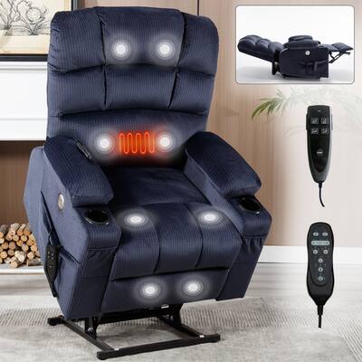 Dual Motor Power Lift Recliner Chair, Heavy Duty Motion Mechanism with 8-Point Vibration Massage and Lumbar Heating