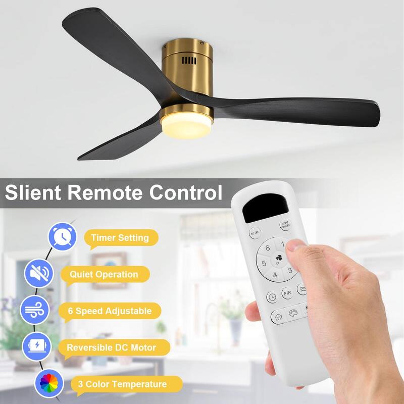 Sofucor 52 Inch Flush Mount Ceiling Fan with Remote, Reversible Motor,Integrated Light Optional