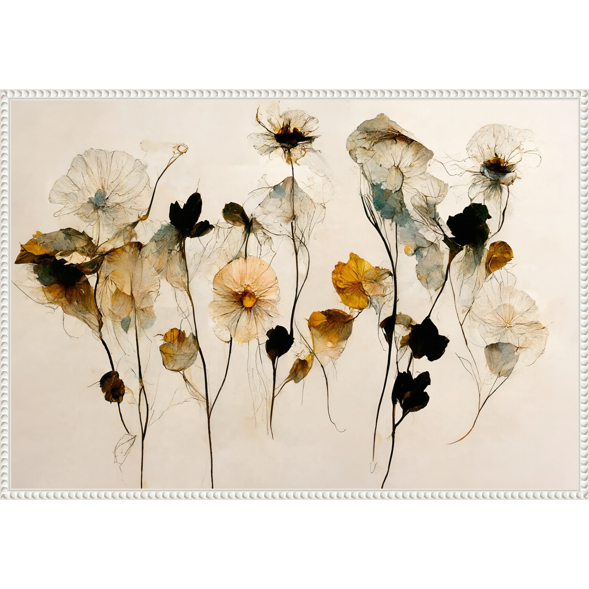 Beautiful Dry Flowers by Treechild Framed Canvas Wall Art