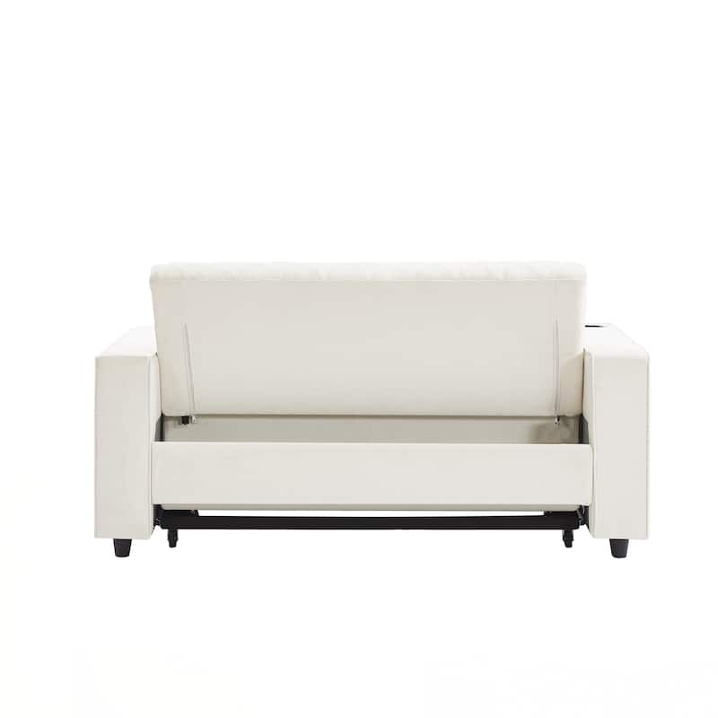 Pull-out Sofa Bed Convertible Couch Loveseat Sofa Modern Sleeper Sofa with Adjustable Backrest for Living Room