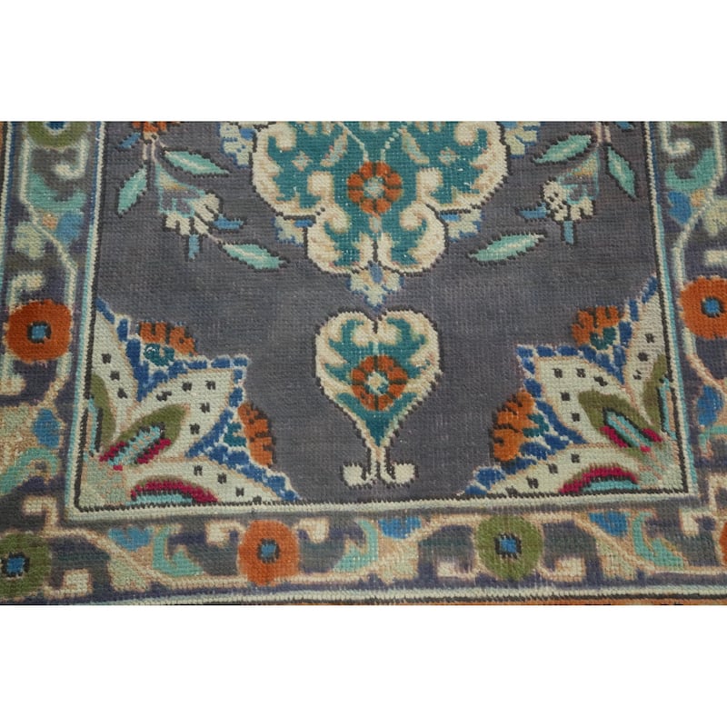 Hand Knotted Oriental 100% Wool Carpet Traditional Floral Purples Tabriz Area Rug - 4' 6'' X 2' 8''