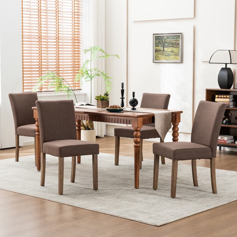 Upholstered Modern Dining Chairs, Linen Fabric Side Chairs Set of 2