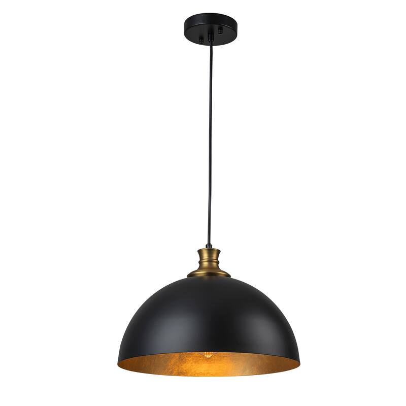 Industiral Metal Black and Gold Dome Pendant Lights Kitchen Island - W14.96"