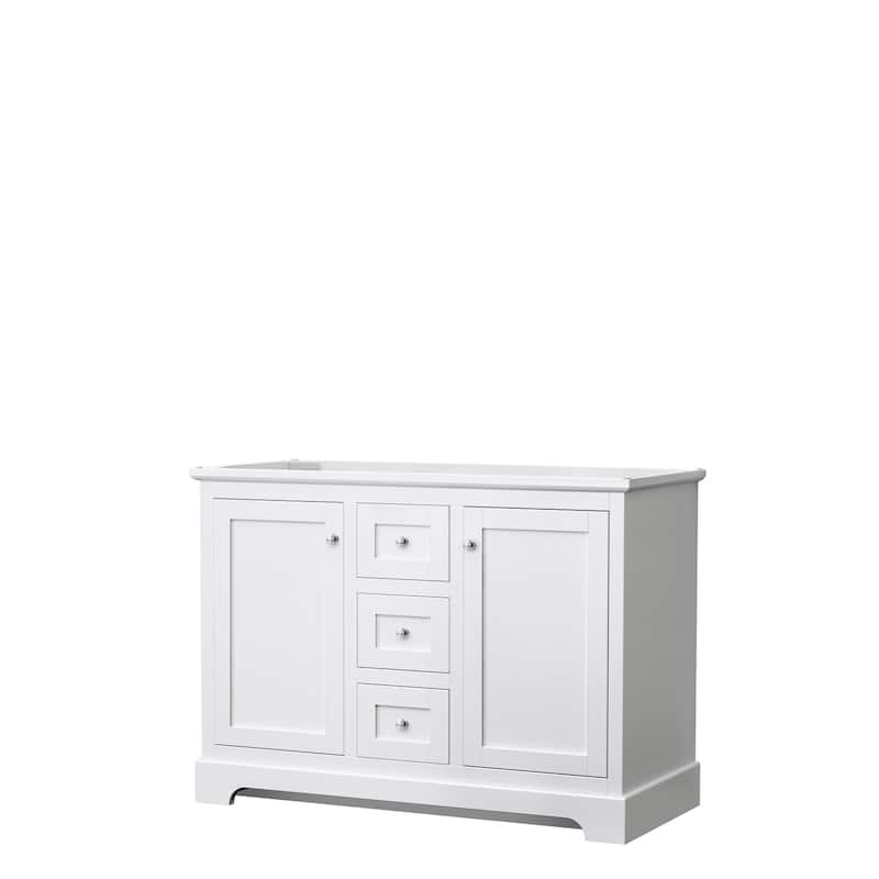 Avery 48-Inch Double Vanity Cabinet, No Mirror - White, Chrome Trim, No Top