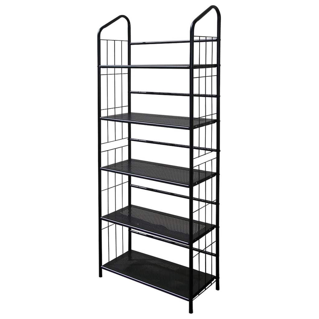 5-Tier Bookcase Storage Shelves Rack in Black Metal - 11"D x 26"W x 64"H