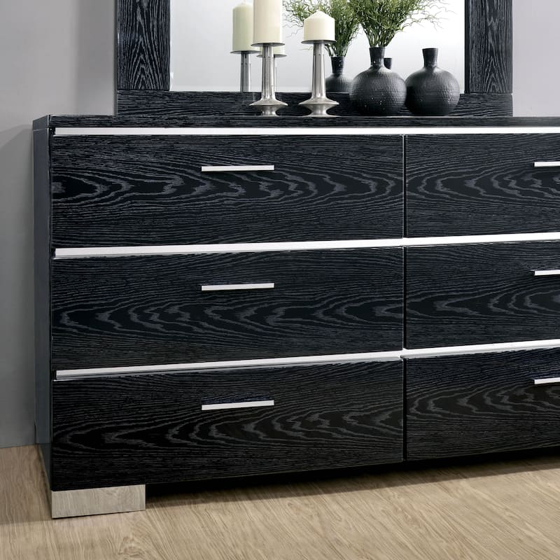 Champs Contemporary Eastern King Solid Wood 3-Piece Storage Panel Bed Set with USB Port by Furniture of America