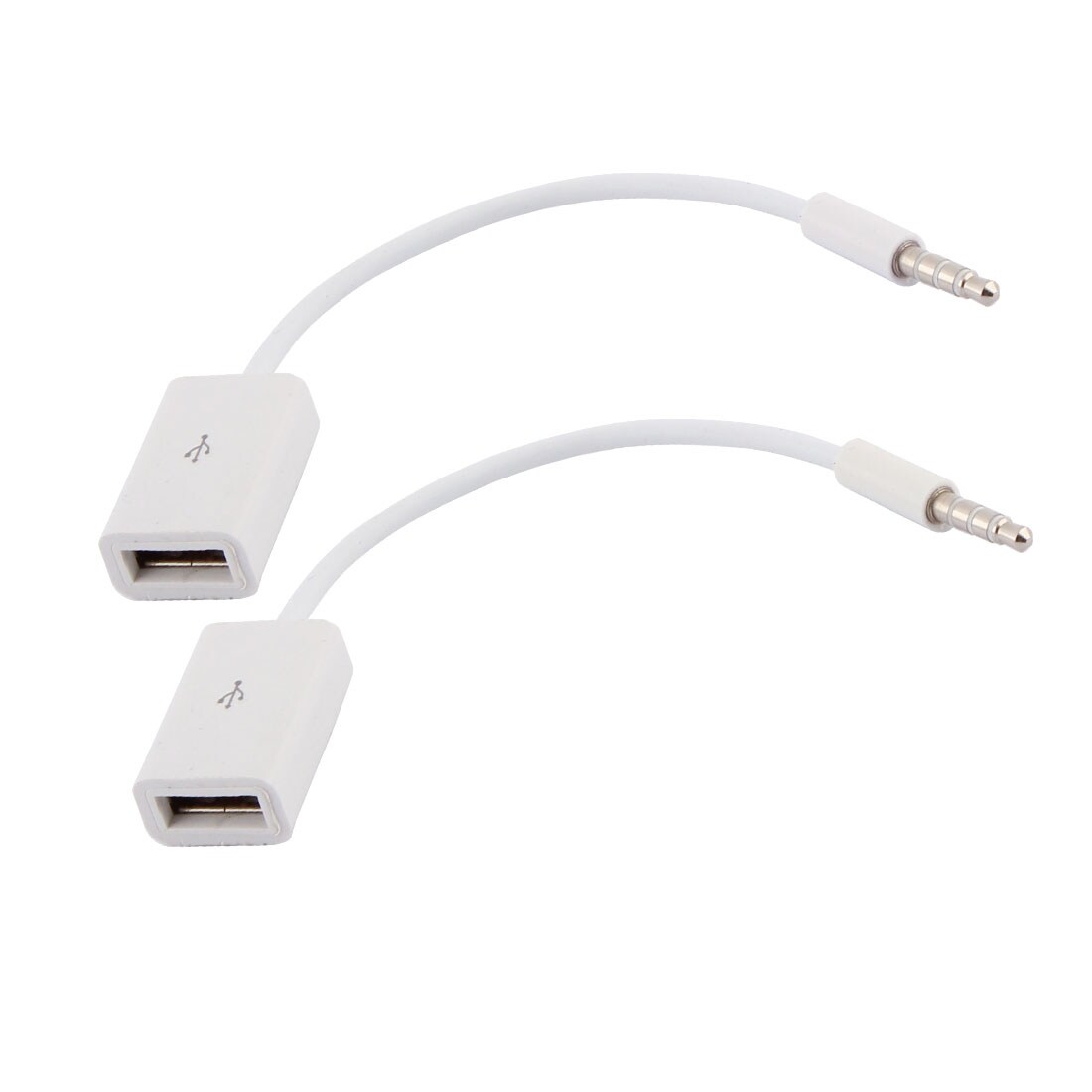 3.5mm Connector AUX Audio to USB 2.0 Cable Adapter Cord Car MP3 White 2 Pcs  - Overstock - 17585200