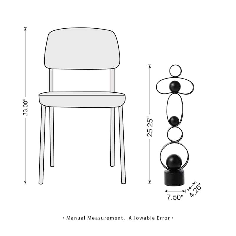 Glitzhome 25.50"H Modern Abstract Black White Metal Sculpture Table Decor
