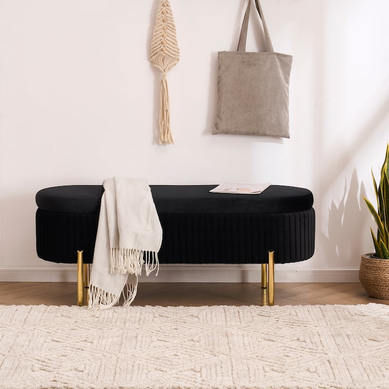 Velvet Storage Bench for Bedroom