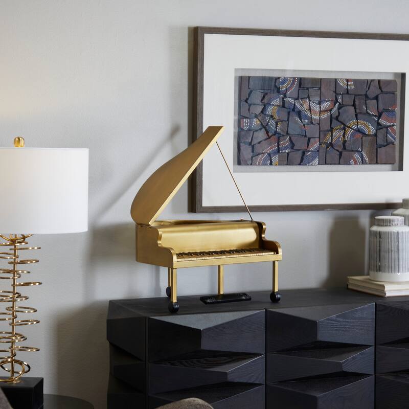 Metal Instrument Piano Sculpture - Gold - Roche River Decor - 13"W x 16"L x 22"H