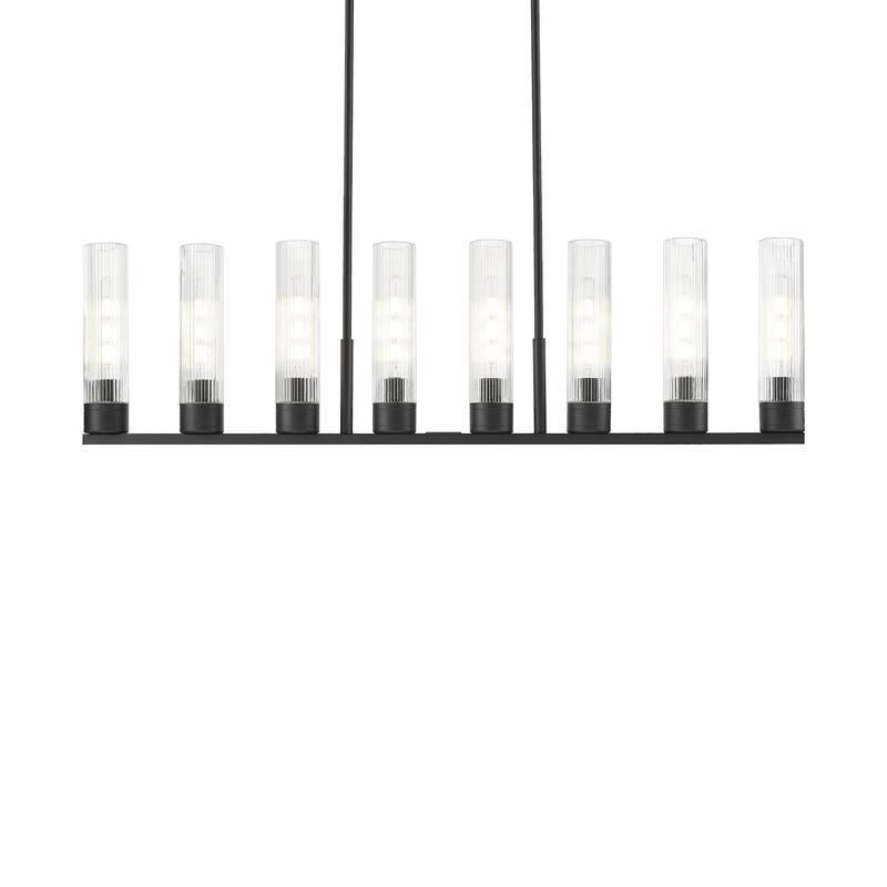 Innovations Lighting 617-8I-14-48 Boreas Linear Boreas 8 Light 48" - Matte Black / Striped Clear