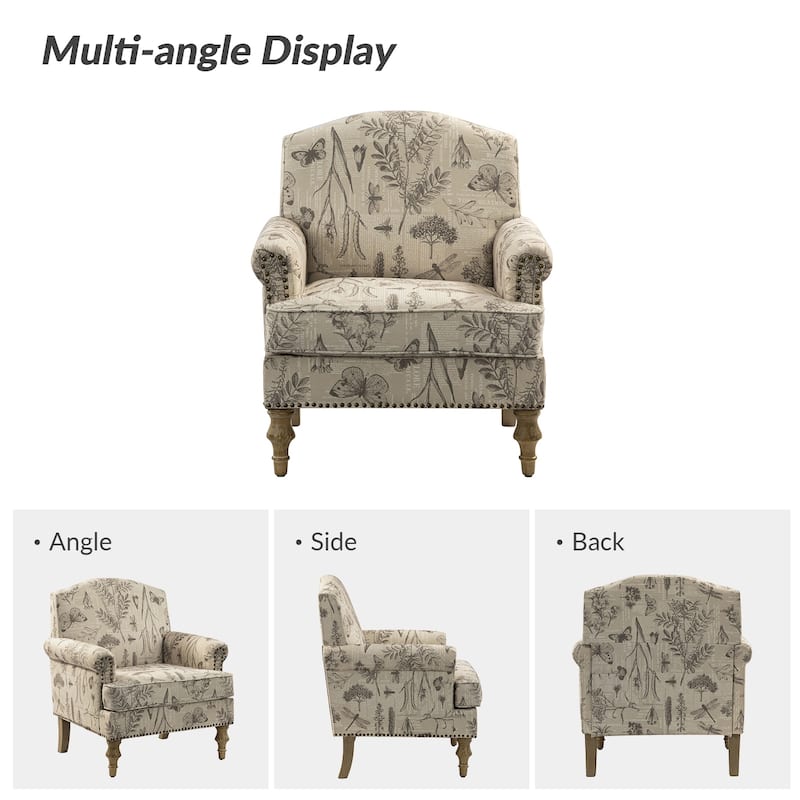 Yahweh Farmhouse Nailhead Armchair with Rolled Arms by HULALA HOME