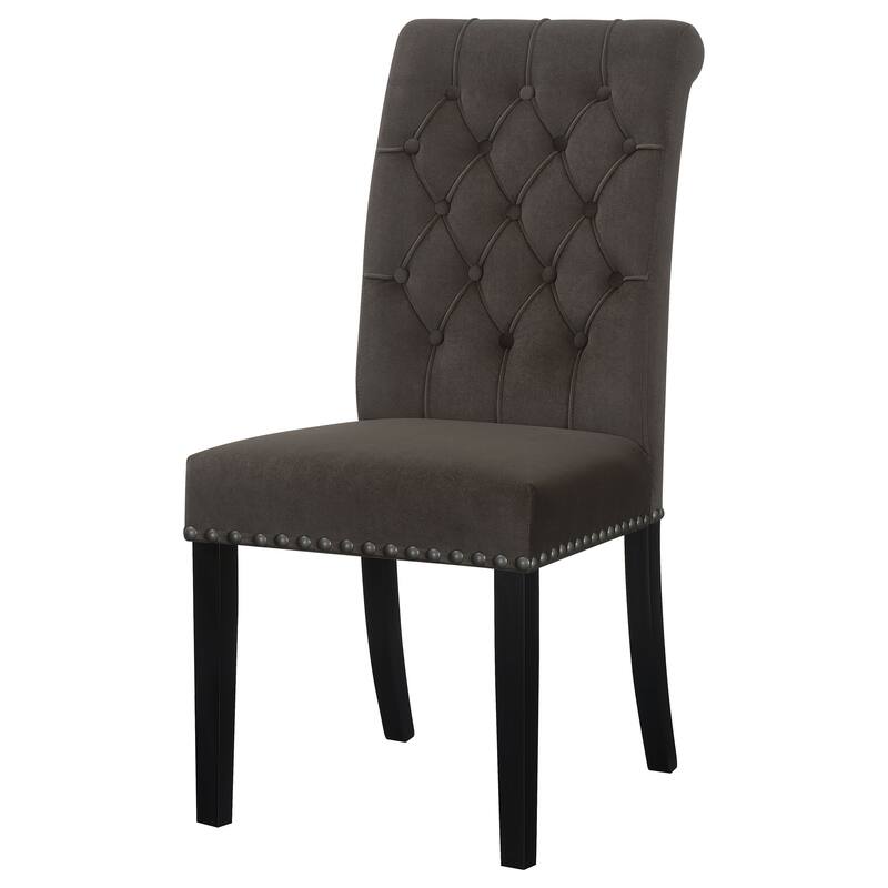 2pc Set Luxurious Feel Button-Tufted High Back Elegant Rolled Top Velvet Fabric Upholstered Nailhead Trim Tapered Legs