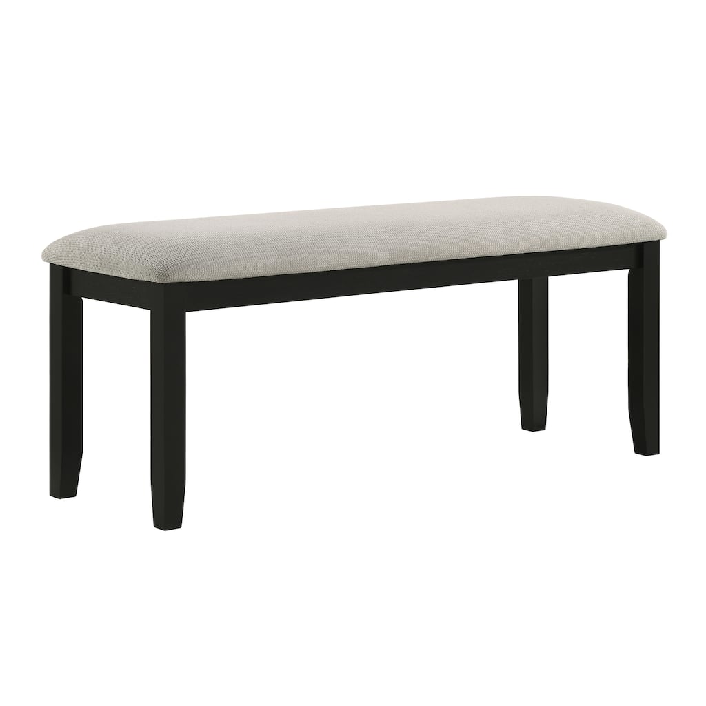 1pc Black Gray Bench Dining Room Fabric Upholstery Kitchen Dining Wooden Furniture