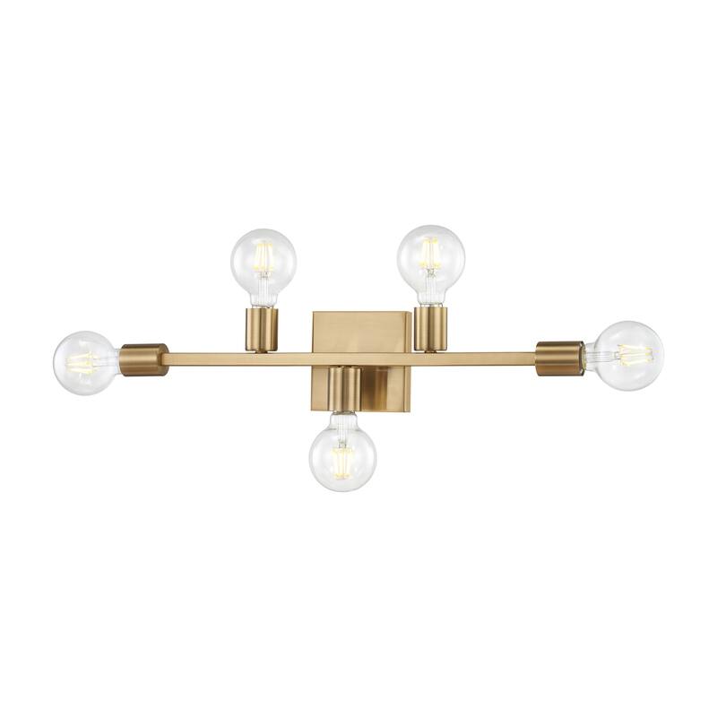 Attune 22-inch Wide 5-Light Vanity Light in Burnished Brass - 22 - Burnished Brass