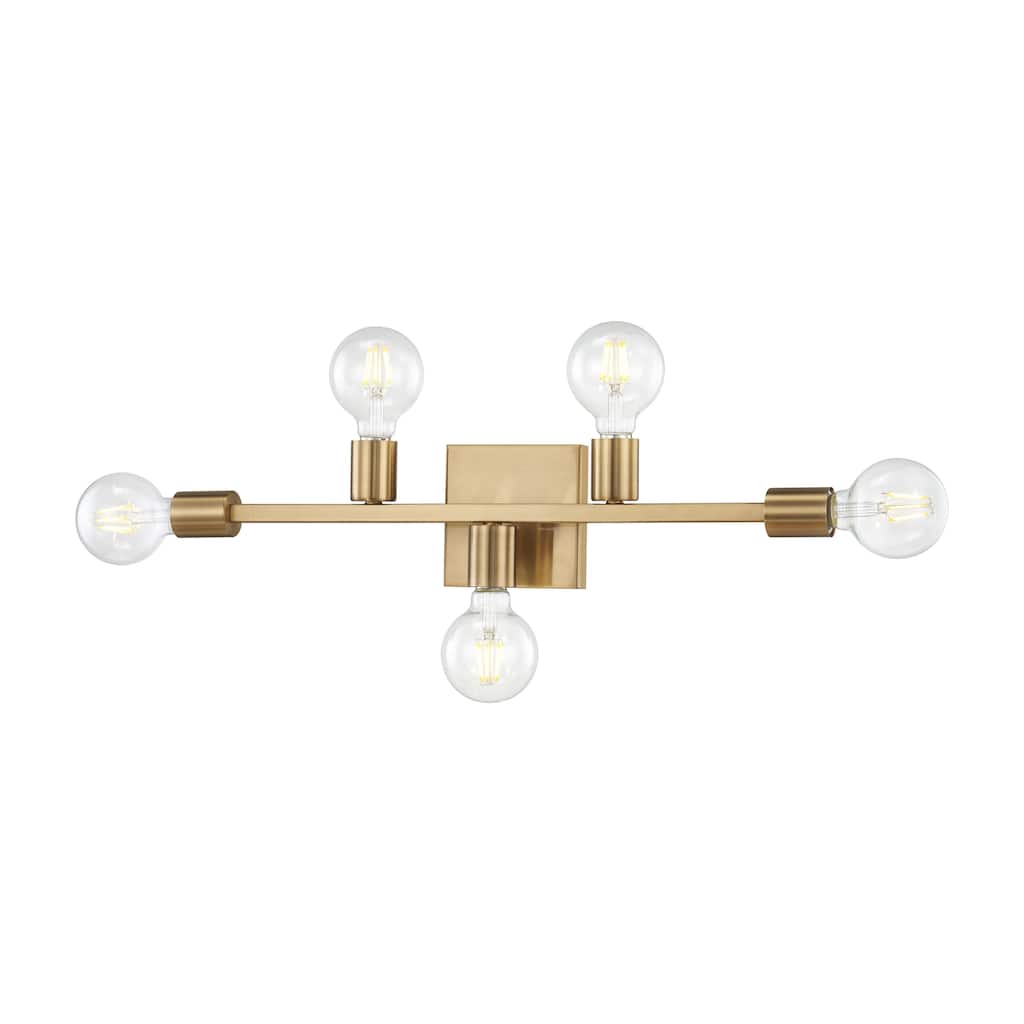 Attune 22-inch Wide 5-Light Vanity Light in Burnished Brass - 22