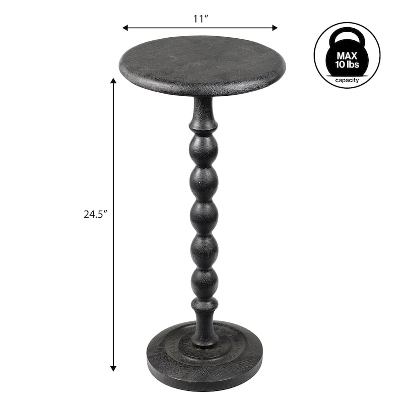 Augustus 24.5" Spindle Wood Pedestal Round Drink Table and Decorative End Table, By JONATHAN Y