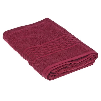 Basketweave Bath Towel (27 X 50) (Burgundy) - Set of 2