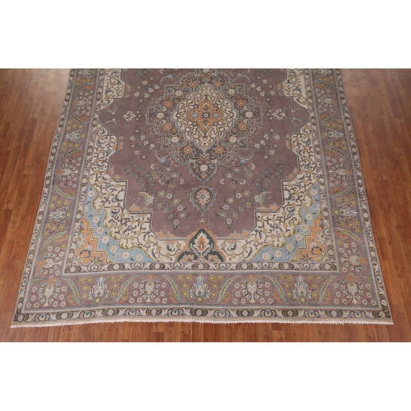 Tabriz Persian Vintage Area Rug Living Room Handmade Wool Carpet - 9'3" x 12'9"