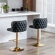 preview thumbnail 51 of 85, Modern Upholstered Pu Bar Chair Set of 2 with Back Tufted & Nailhead Gold Chrome Base, Adjustable Swivel Bar Stool