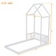 preview thumbnail 3 of 7, Twin House-shaped Roof Headboard Floor Bed Kidsbed, White