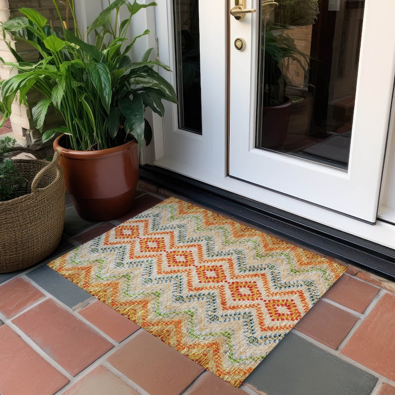 Machine Washable Indoor/ Outdoor Chantille Boho Global Rug