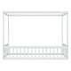 preview thumbnail 6 of 6, Twin Size Canopy Frame Floor Bed with Fence, Guardrails,White
