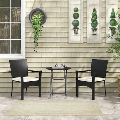 Outdoor Patio Wicker Bistro Furniture Set with Cushions, for Garden