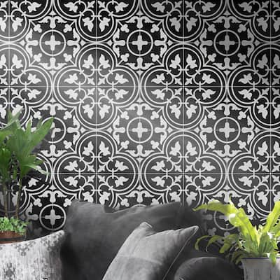 Handmade Casa in Black and White Tile, Pack of 12 (Morocco)