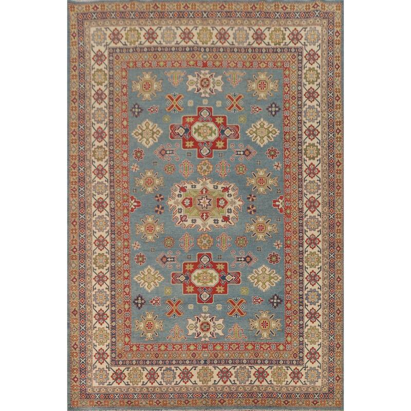 Light Blue Kazak Oriental Area Rug Hand-Knotted Wool Carpet - 8'4" x 11'8"